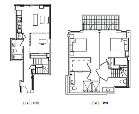Floor plan for 2 beds, 2 baths, 1220 sqft